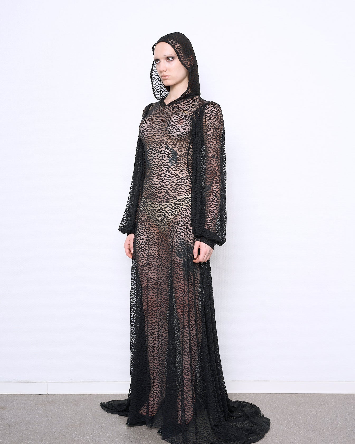 LACE hooded gown