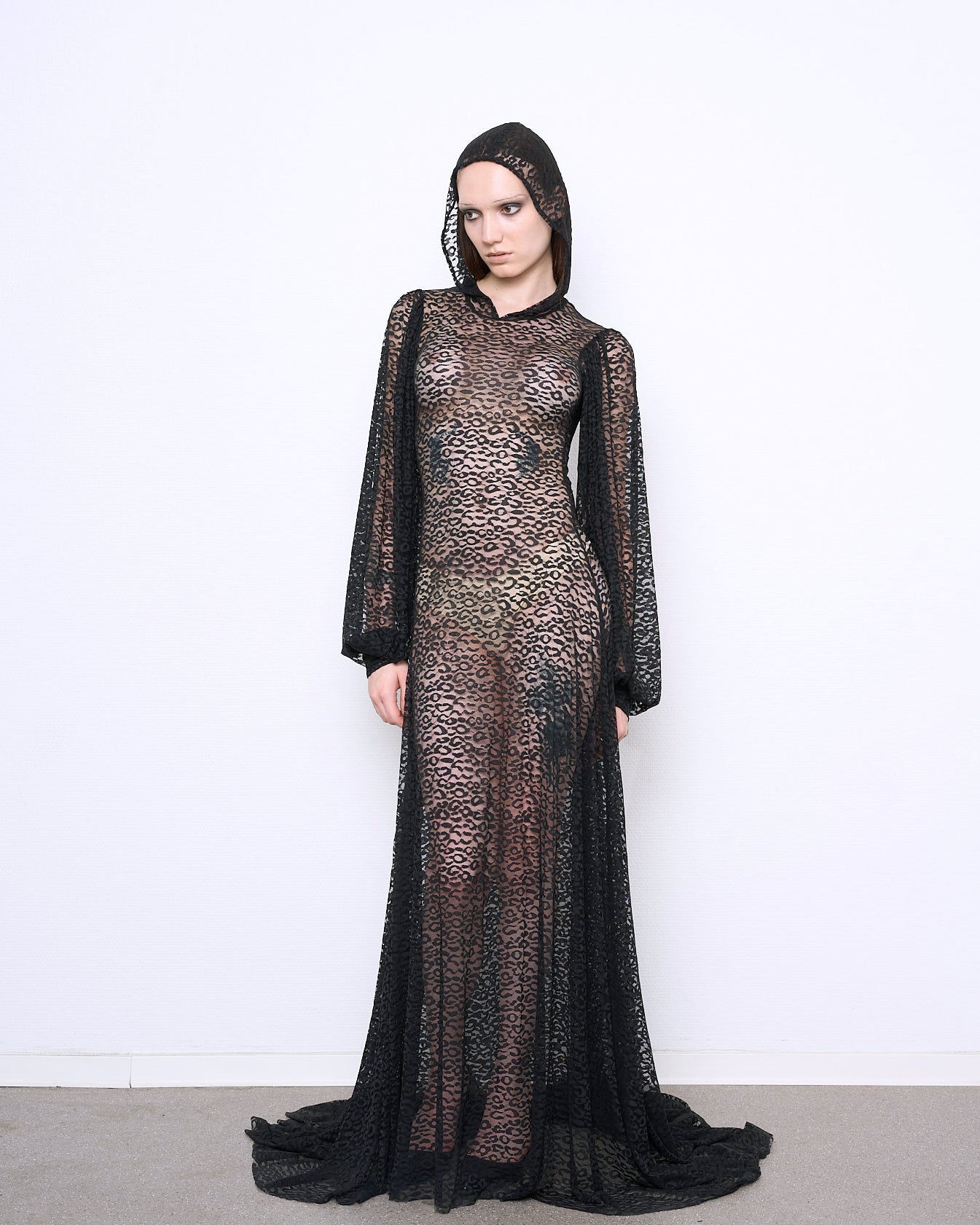 LACE hooded gown