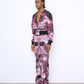 SKULL fine knit trousers pink