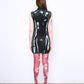 LATEX fine knit mini dress