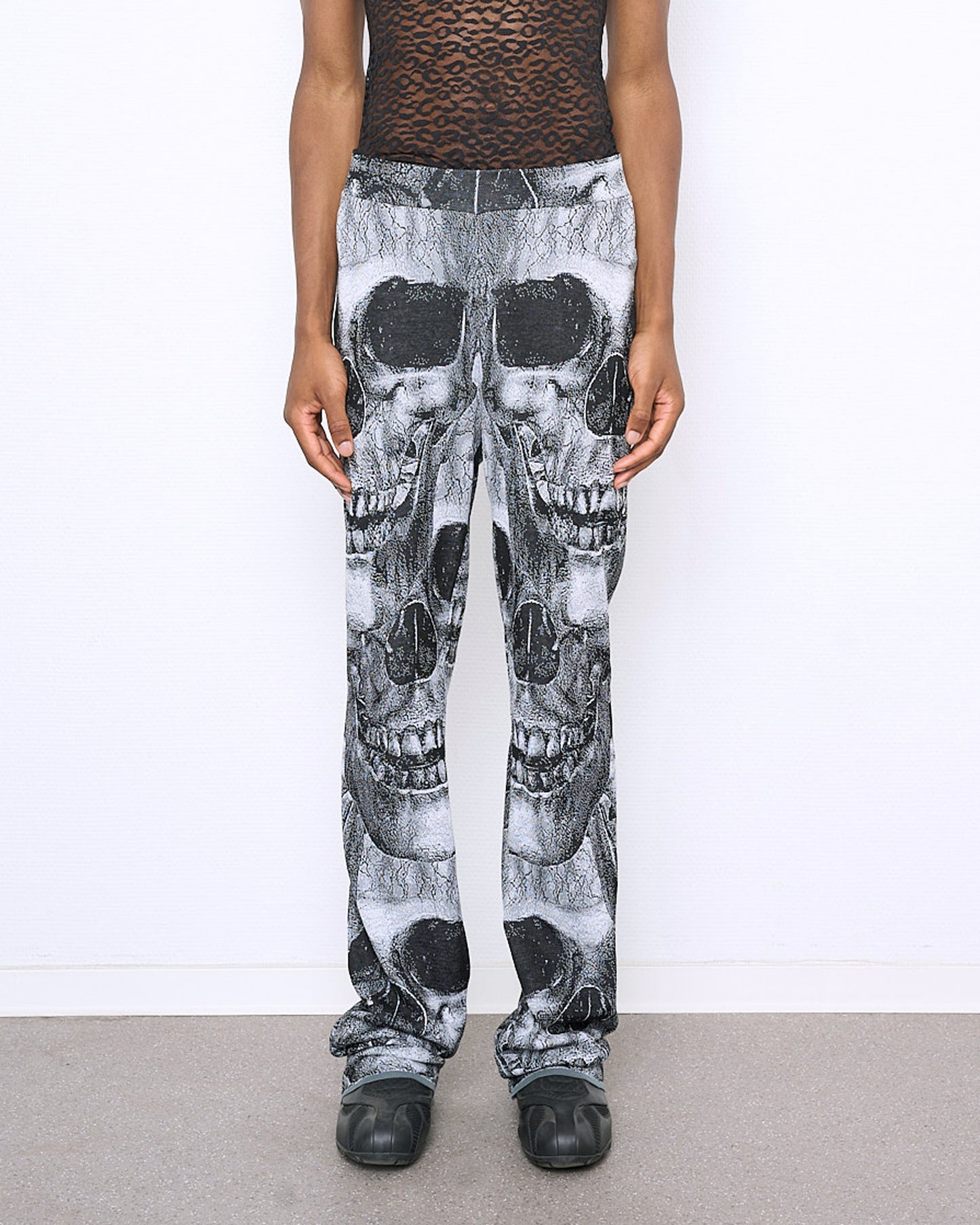 SKULL fine knit trousers grey
