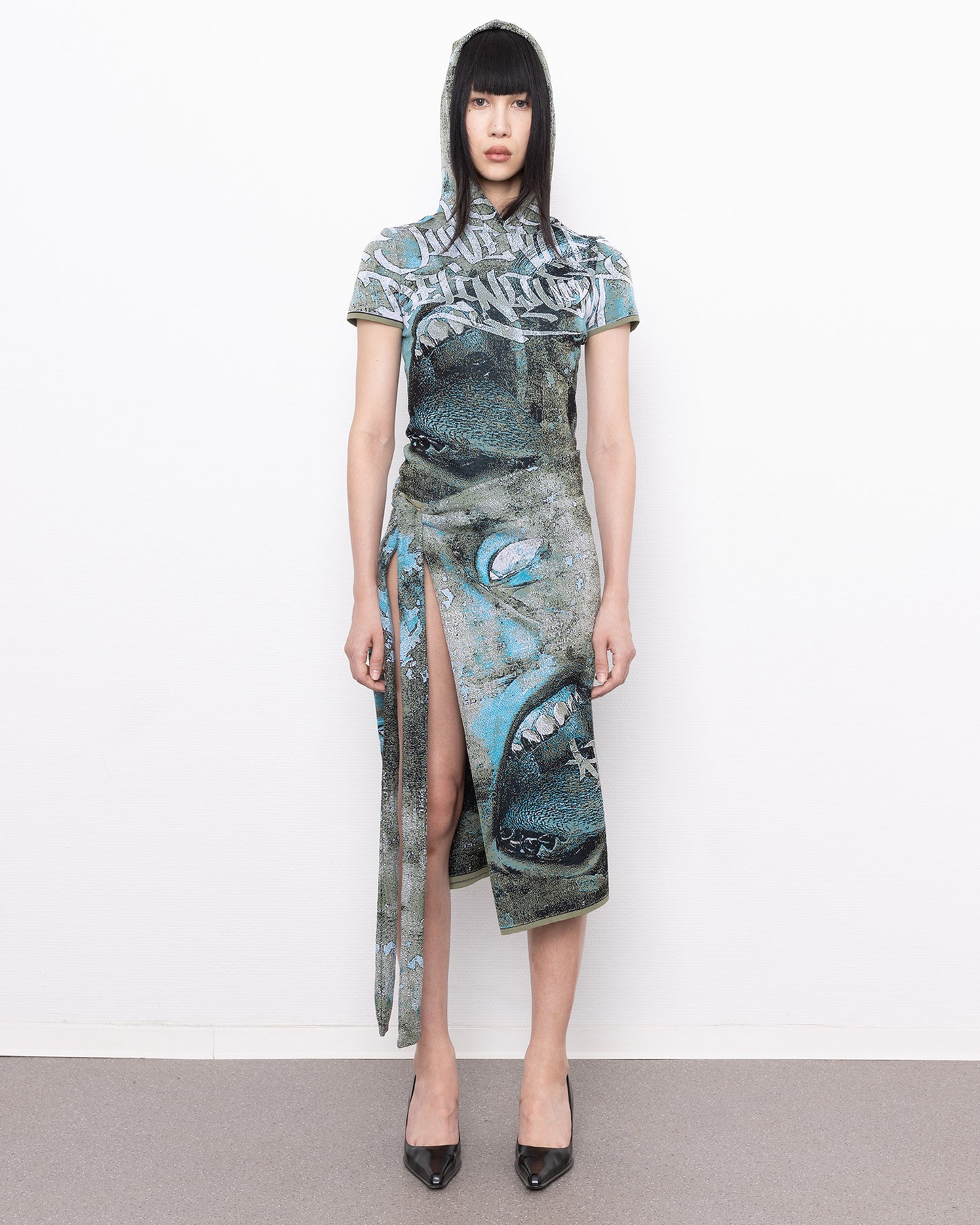 rune fine knit long wrap skirt