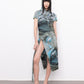 rune fine knit long wrap skirt