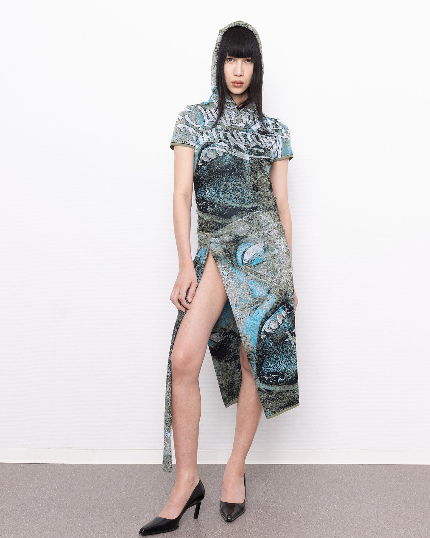 rune fine knit long wrap skirt