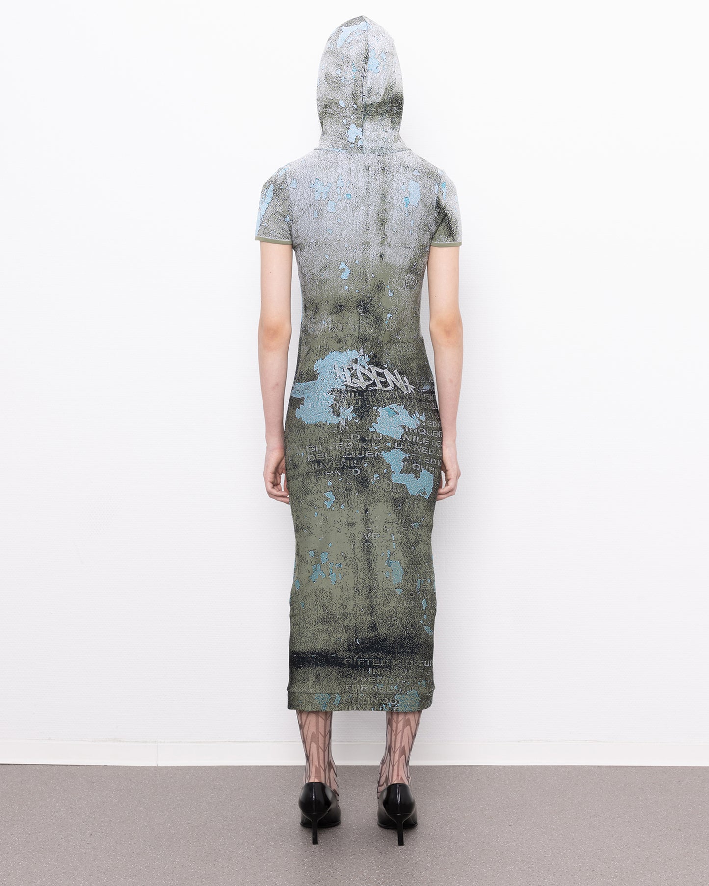 rune hooded fine knit dress