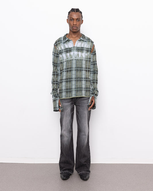 tartan teeth fine knit polo