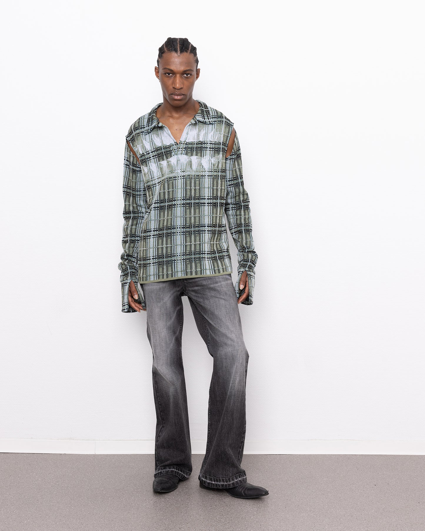 tartan teeth fine knit polo