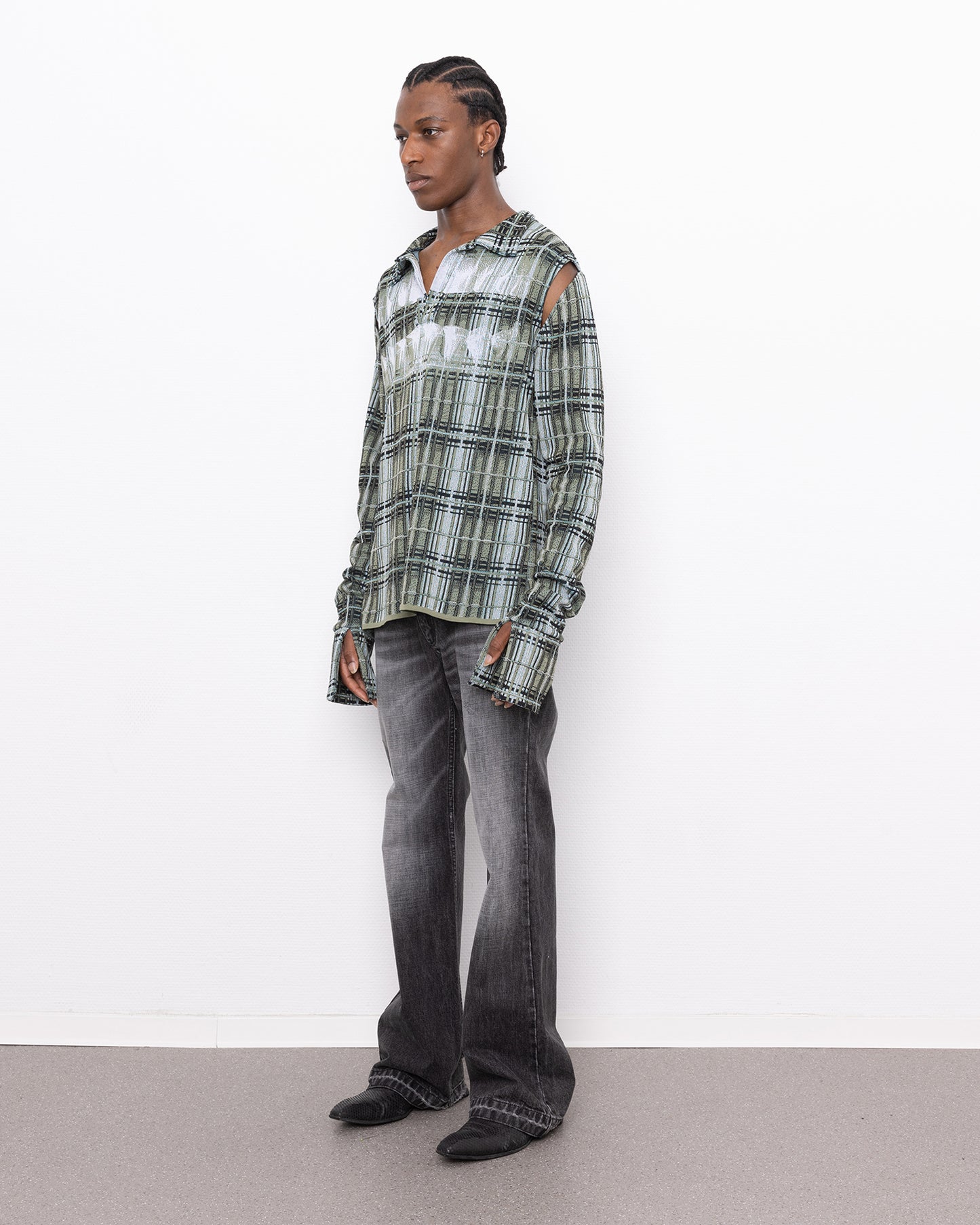 tartan teeth fine knit polo