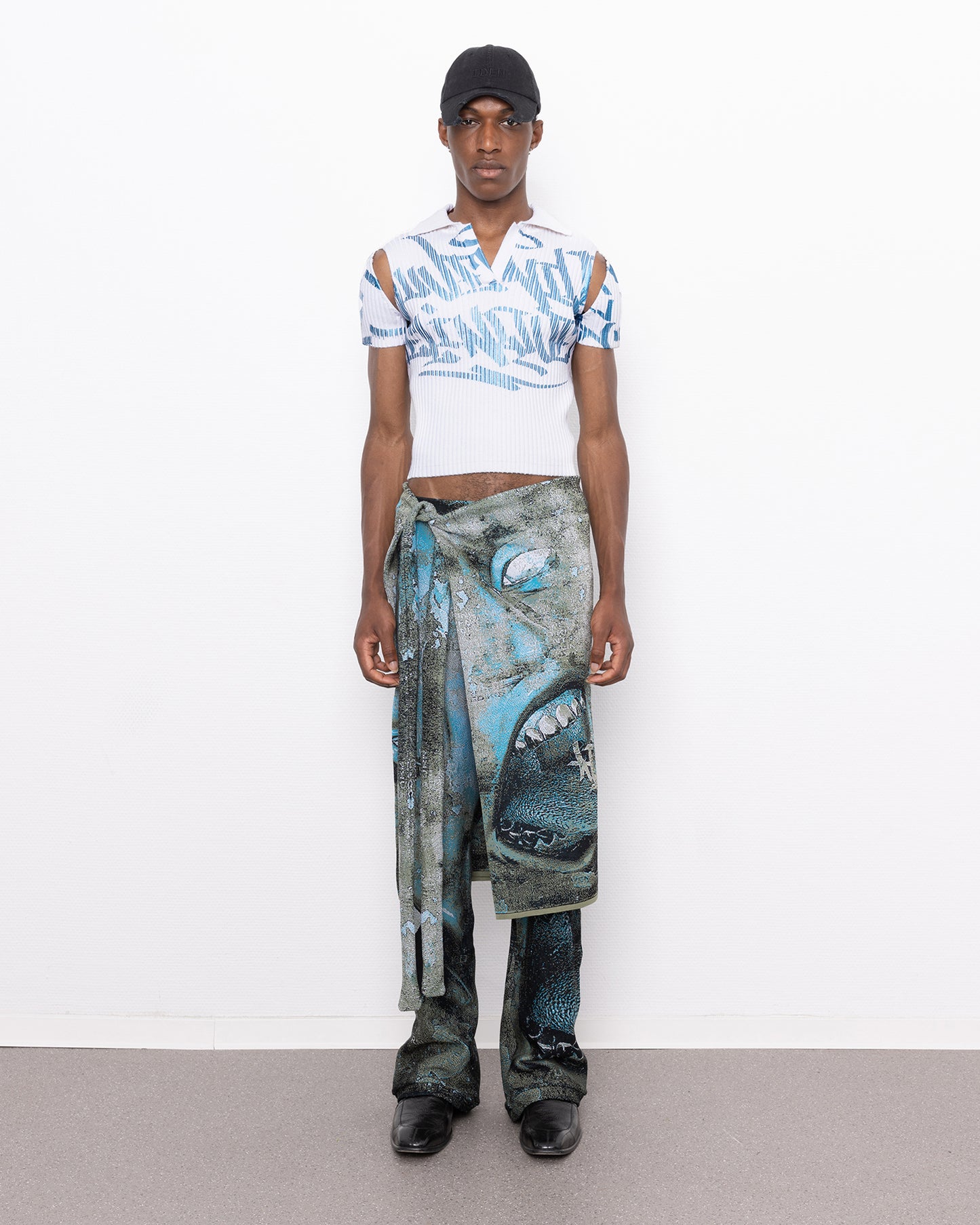 rune fine knit long wrap skirt