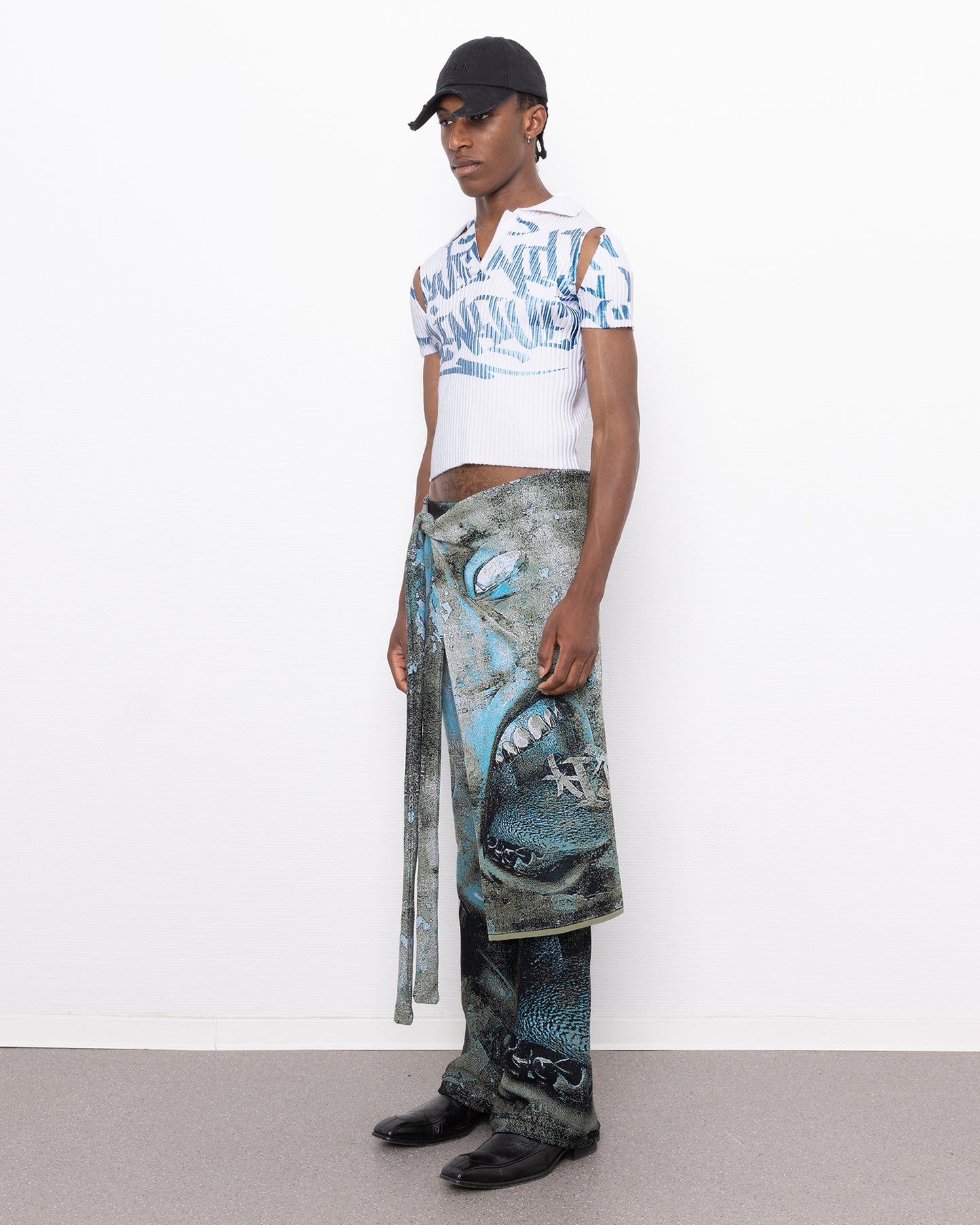 rune fine knit long wrap skirt