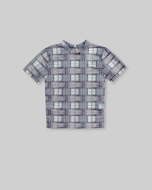 CHROME 3d-plaid mesh shirt